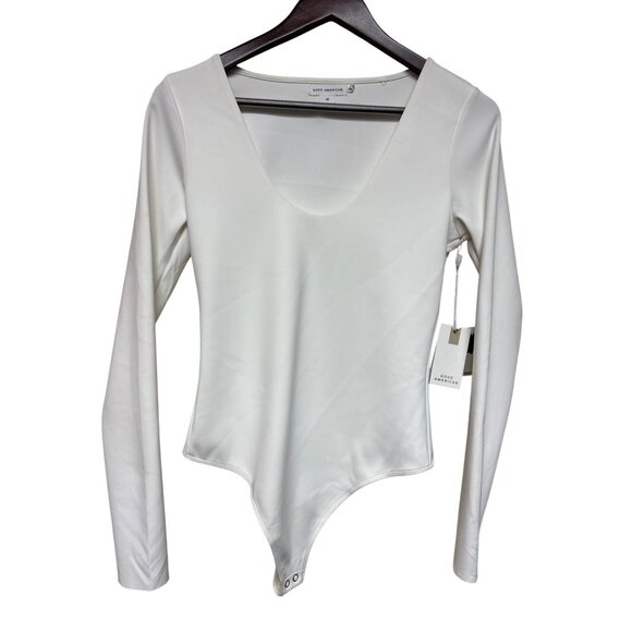 Good American Scuba Scoop Body Suit Women's White Long Sleeve Thong Medium NWT - Picture 3 of 12